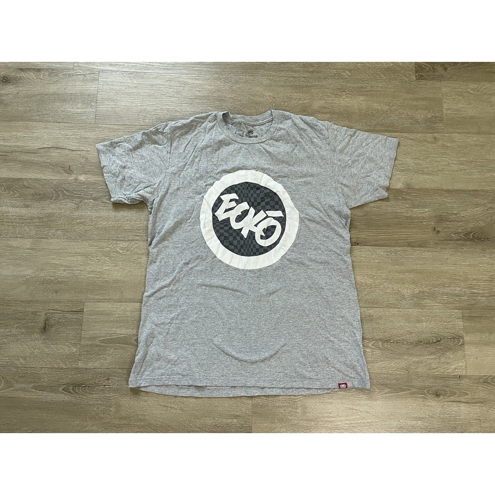 Ecko Unltd. Men's Gray Sz L Graphic Print Logo Crew Neck Short Sleeve T-Shirt